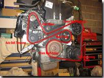 Zetec Aux Drive Belt layout before stripping down - Click for larger image